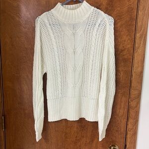 American Rag White Cowl Neck Cable Knit Sweater